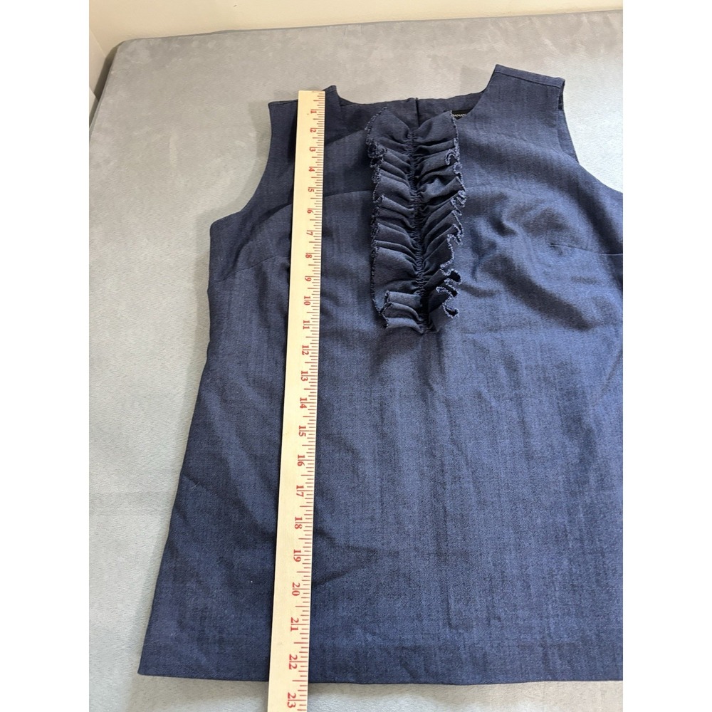 Banana Republic Womens Wool Sleeveless Ruffle-Front Suiting Shell Blouse Sz 4 - Picture 10 of 13